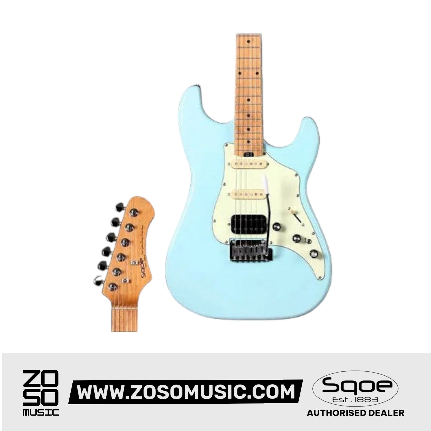 SQOE SEST800 HSS Roasted Maple Series Electric Guitar