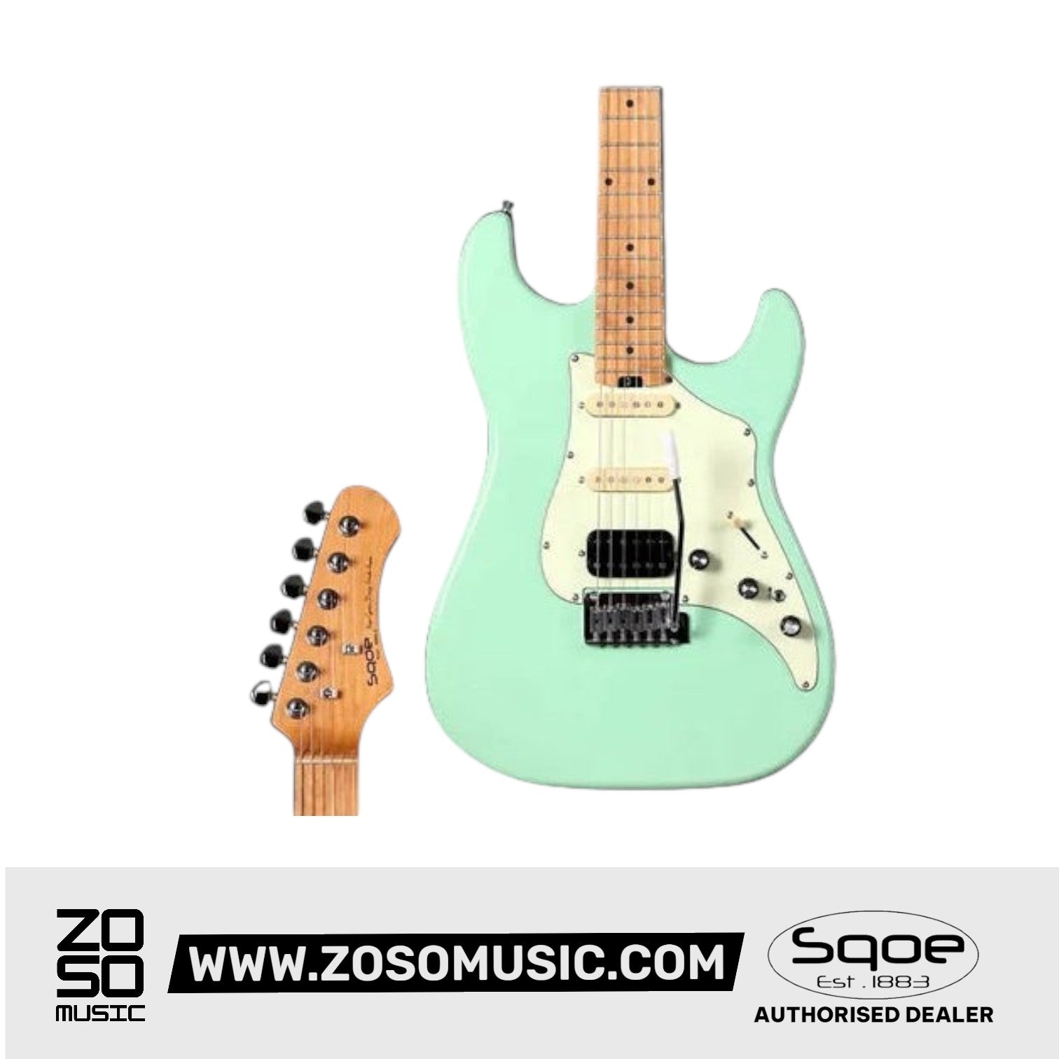 SQOE SEST800 HSS Roasted Maple Series Electric Guitar