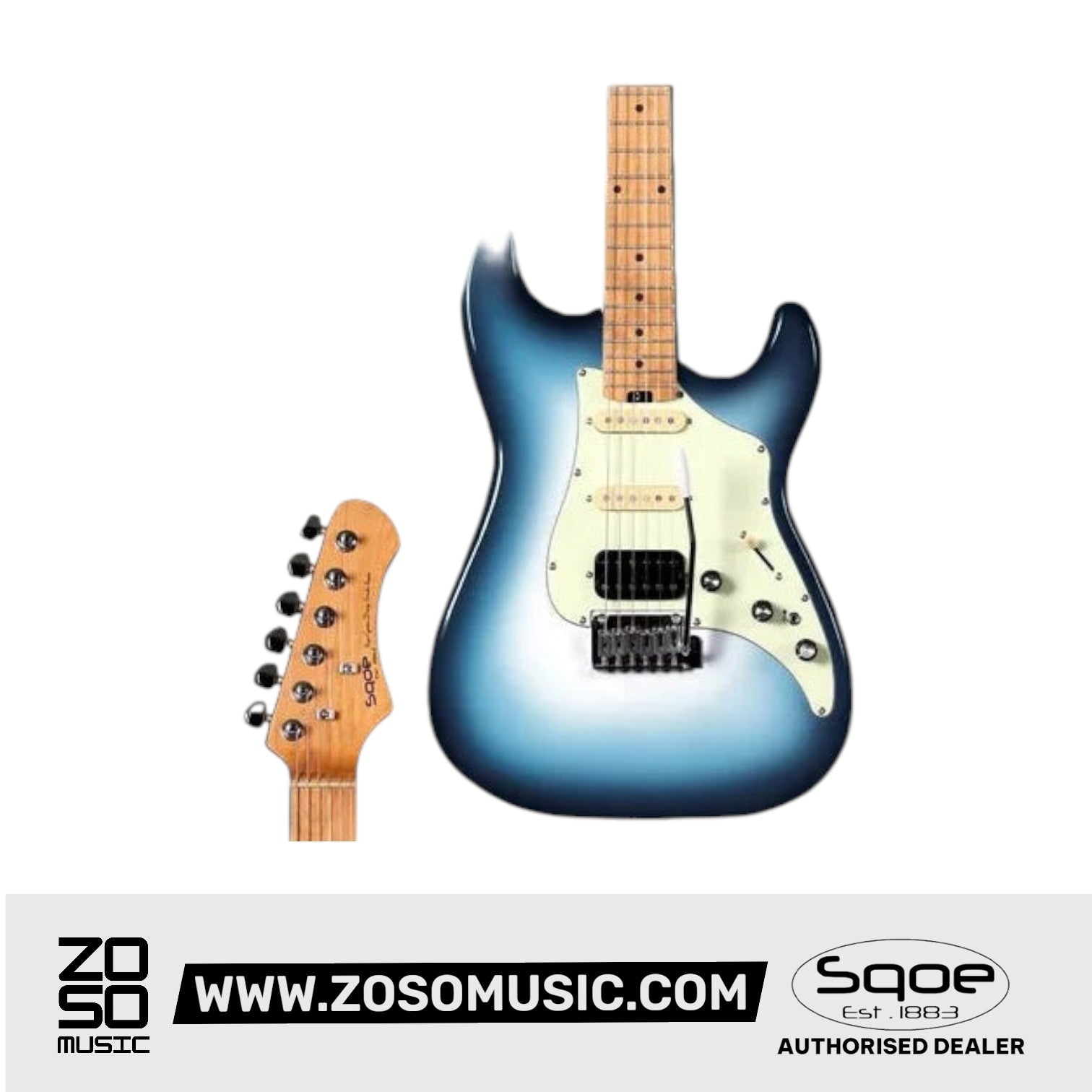 SQOE SEST800 HSS Roasted Maple Series Electric Guitar