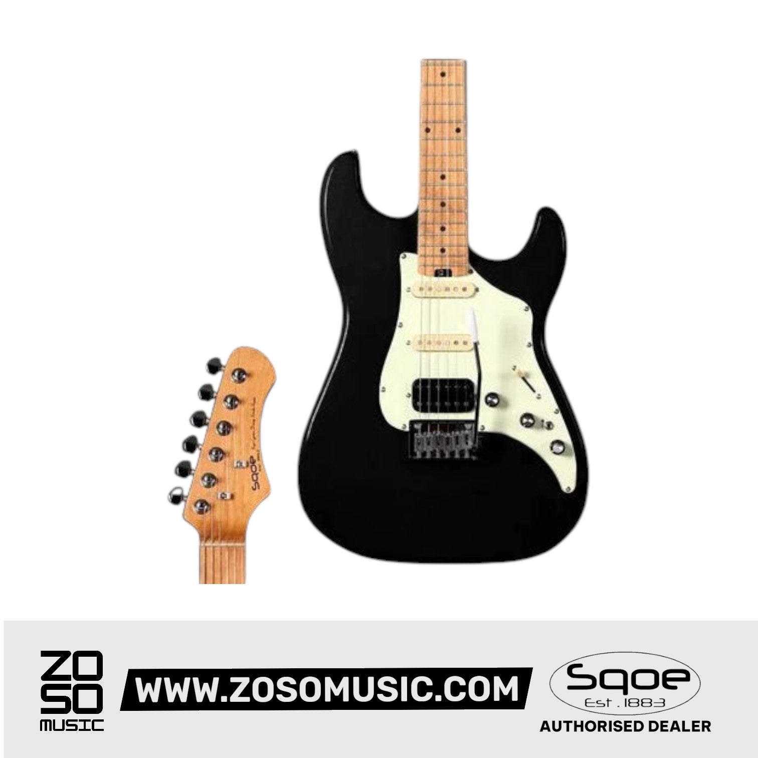 SQOE SEST800 HSS Roasted Maple Series Electric Guitar