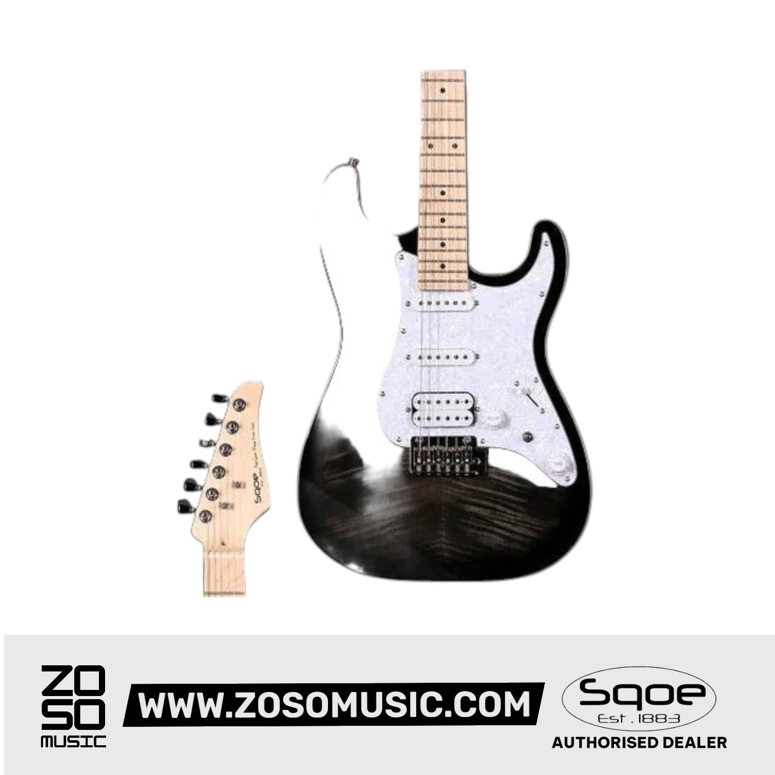 SQOE SEIB680 HSS with Flame Maple Top Electric Guitar