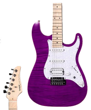 SQOE SEIB680 HSS with Flame Maple Top Electric Guitar