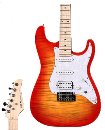 SQOE SEIB680 HSS with Flame Maple Top Electric Guitar