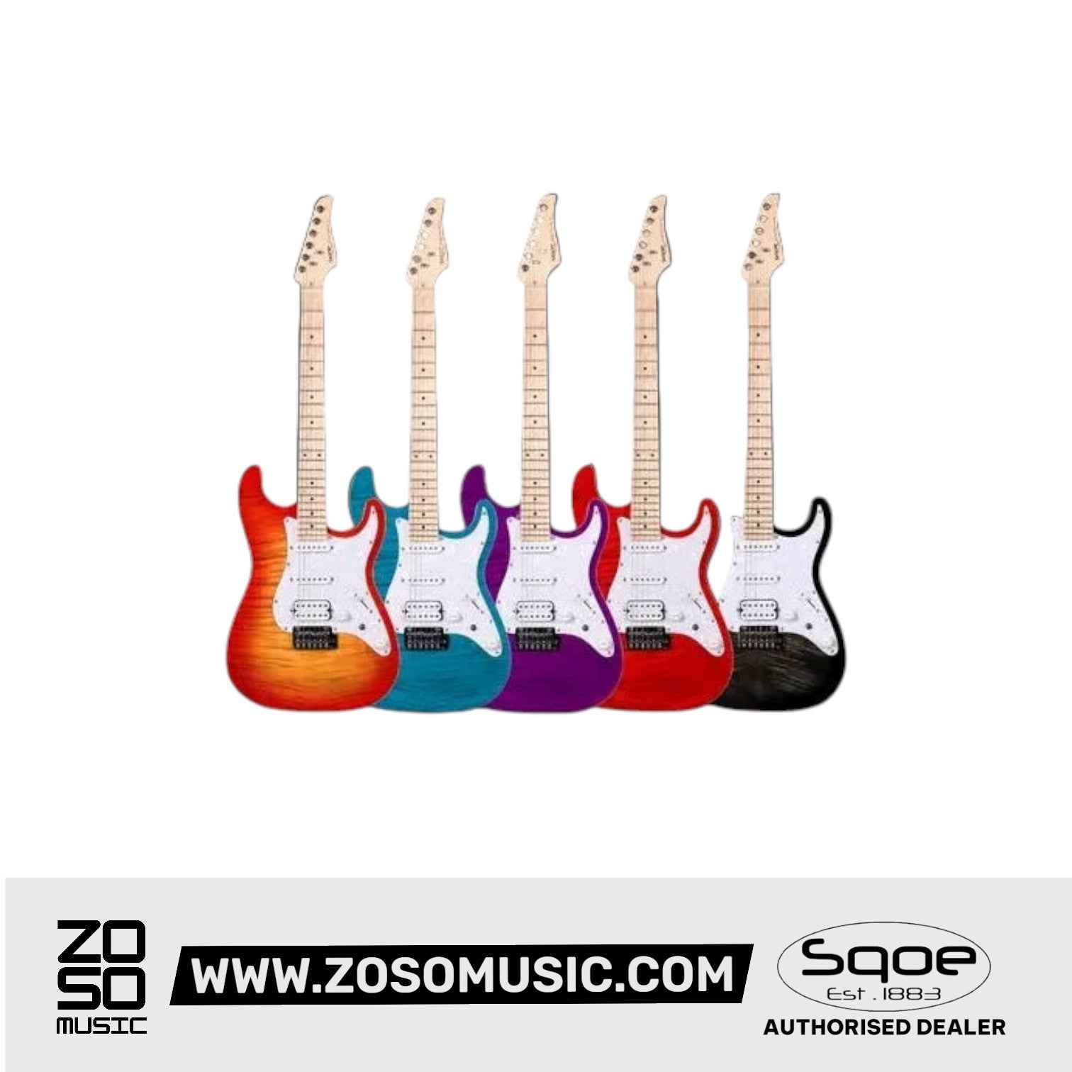 SQOE SEIB680 HSS with Flame Maple Top Electric Guitar