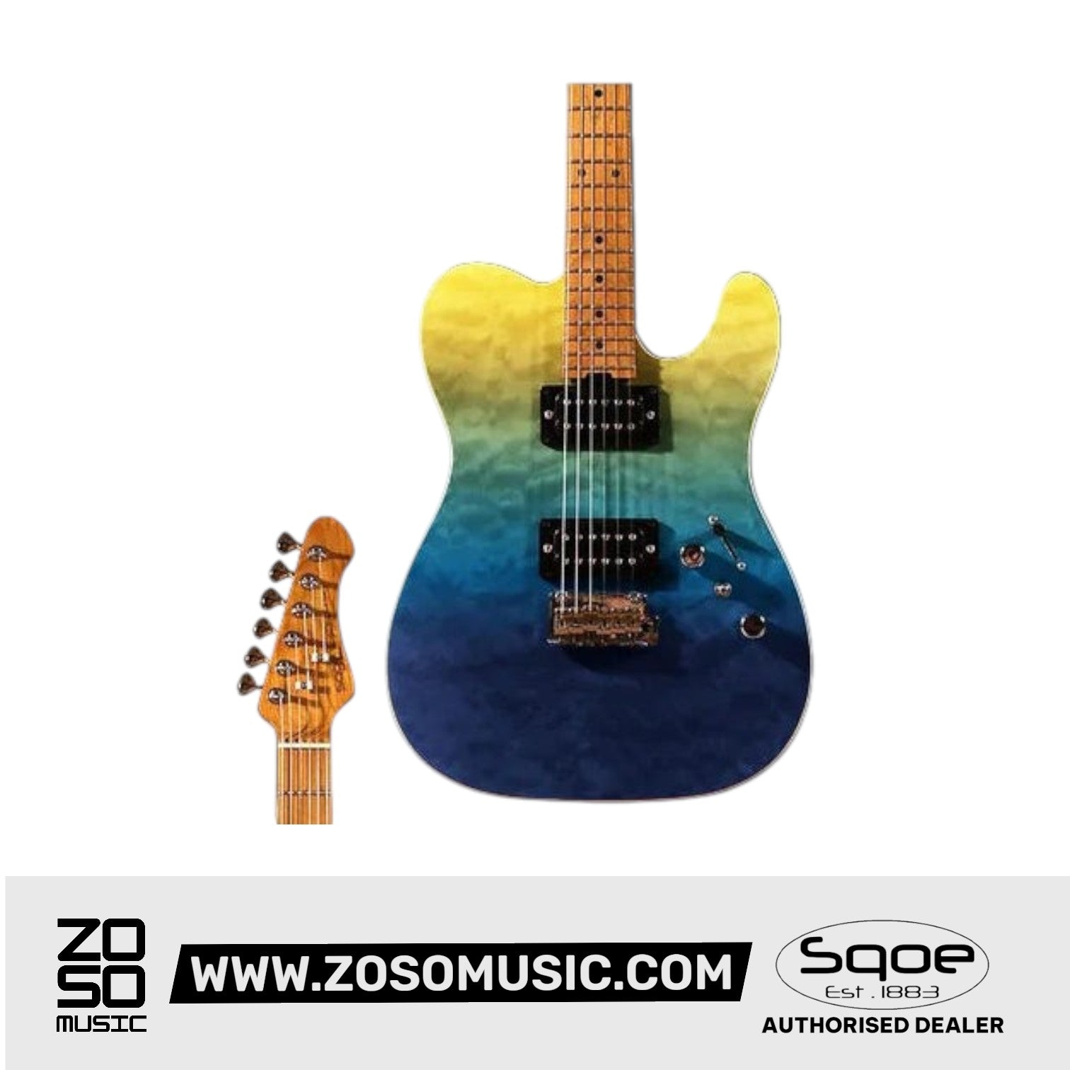 SQOE SETL900 HH Roasted Maple Series Telecaster Electric Guitar