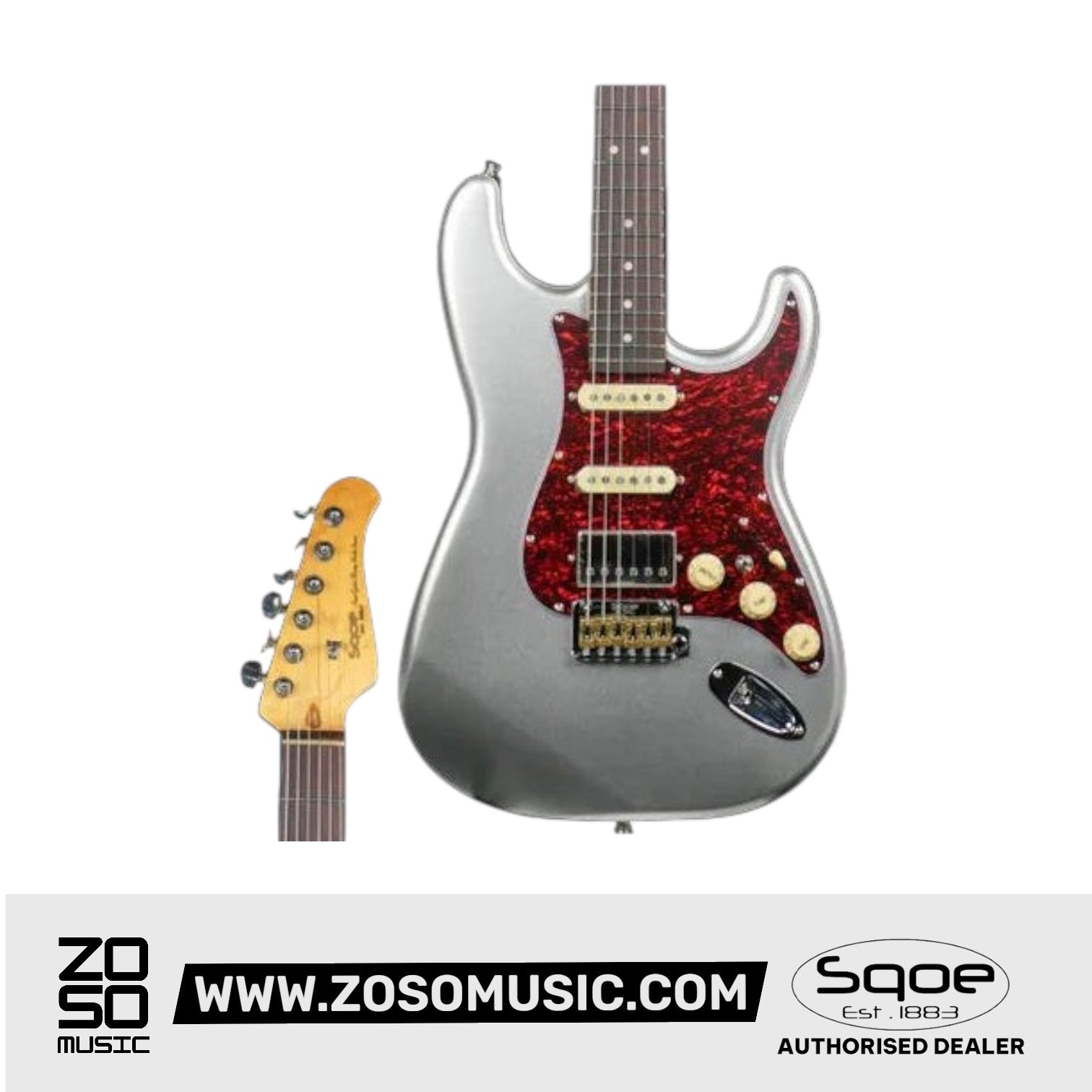 SQOE SEST1000 Premium Custom Series HSS Electric Guitar with Hardcase