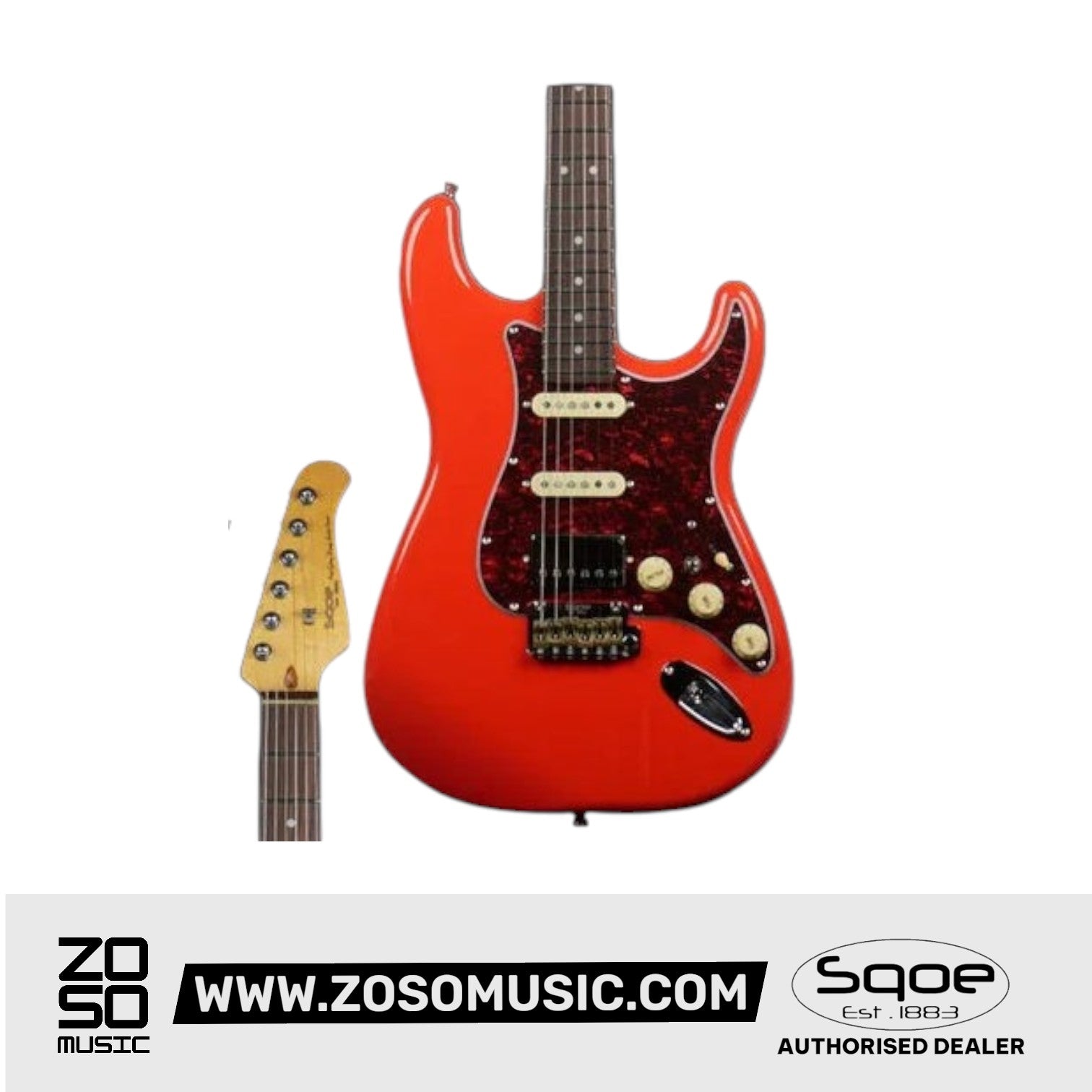 SQOE SEST1000 Premium Custom Series HSS Electric Guitar with Hardcase