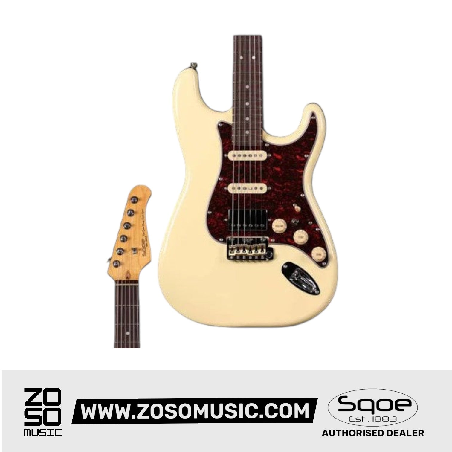 SQOE SEST1000 Premium Custom Series HSS Electric Guitar with Hardcase