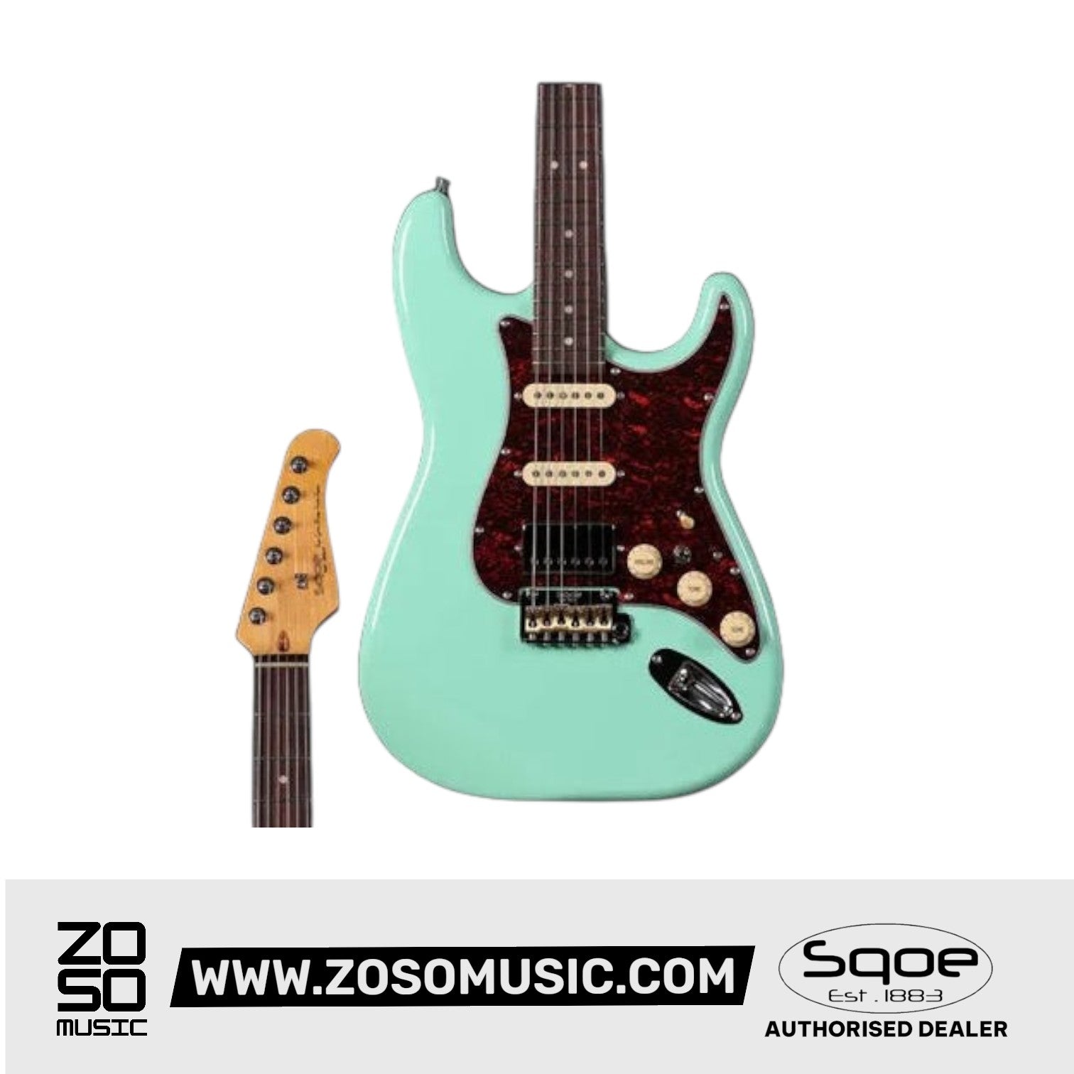 SQOE SEST1000 Premium Custom Series HSS Electric Guitar with Hardcase