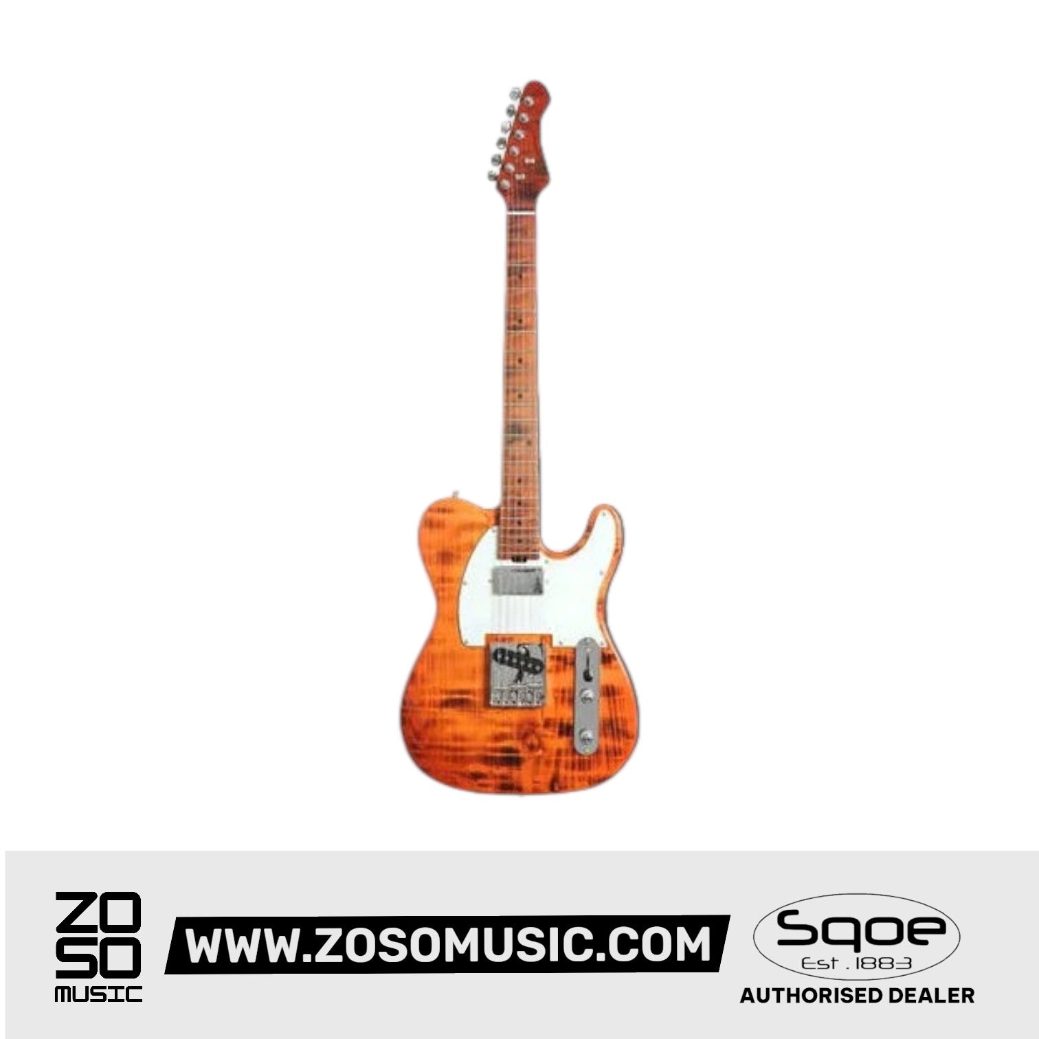 SQOE SETL980 Roasted Maple Series Telecaster Electric Guitar - Torched Natural