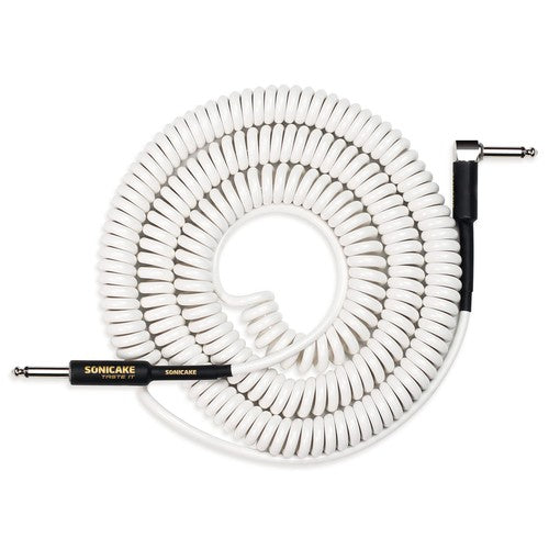 SONICAKE VGC-50 Instrument Coiled Cable 32Feet/10M (1/4 Right Angle to Straight) - White (VGC-50 ) | Zoso Music Sdn Bhd
