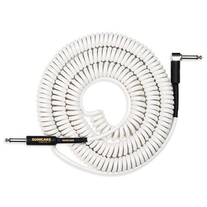 SONICAKE VGC-50 Instrument Coiled Cable 32Feet/10M (1/4 Right Angle to Straight) - White (VGC-50 ) | Zoso Music Sdn Bhd