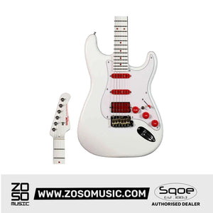 SQOE SEST1008 Premium Custom Series White Edition Stratocaster Electric Guitar with Hardcase | Zoso Music Sdn Bhd