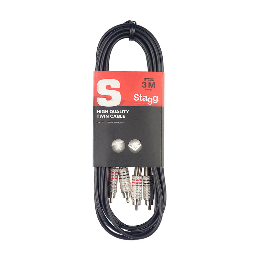 Stagg STC3C Dual RCA to RCA Dual Cable - 3 Meter - Zoso Music