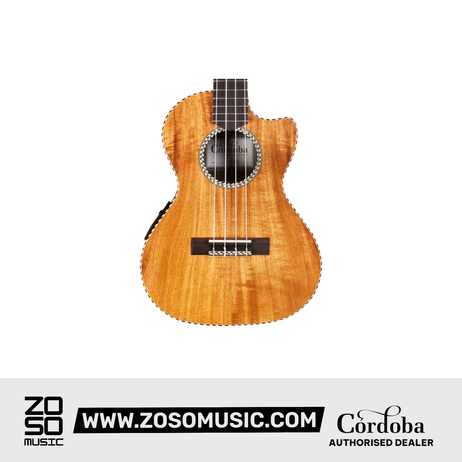 Cordoba 25T-CE Tenor Electric Ukulele - Acacia Top, Figured Acacia Back & Sides | Zoso Music Sdn Bhd
