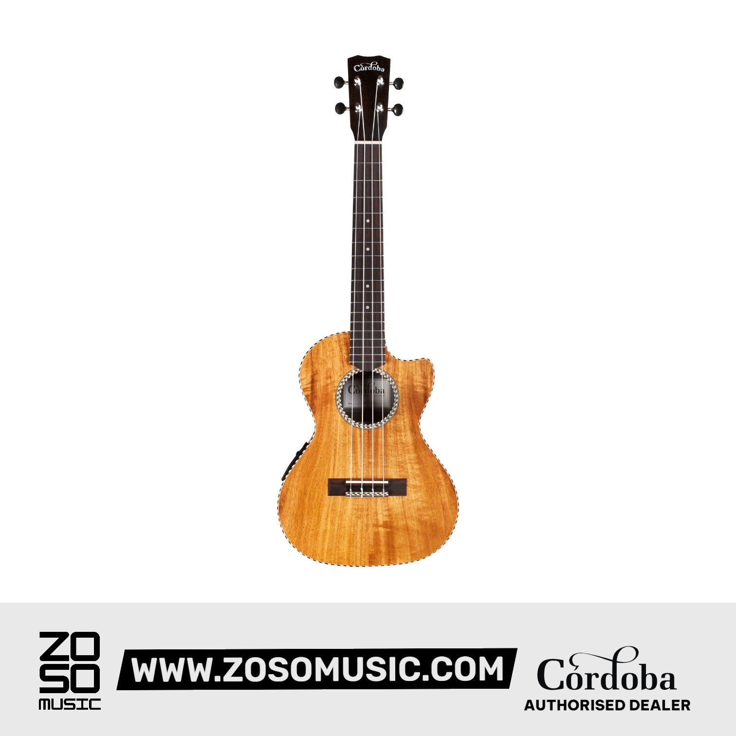 Cordoba 25T-CE Tenor Electric Ukulele - Acacia Top, Figured Acacia Back & Sides |  CORDOBA |  UKULELE |  Zoso Music