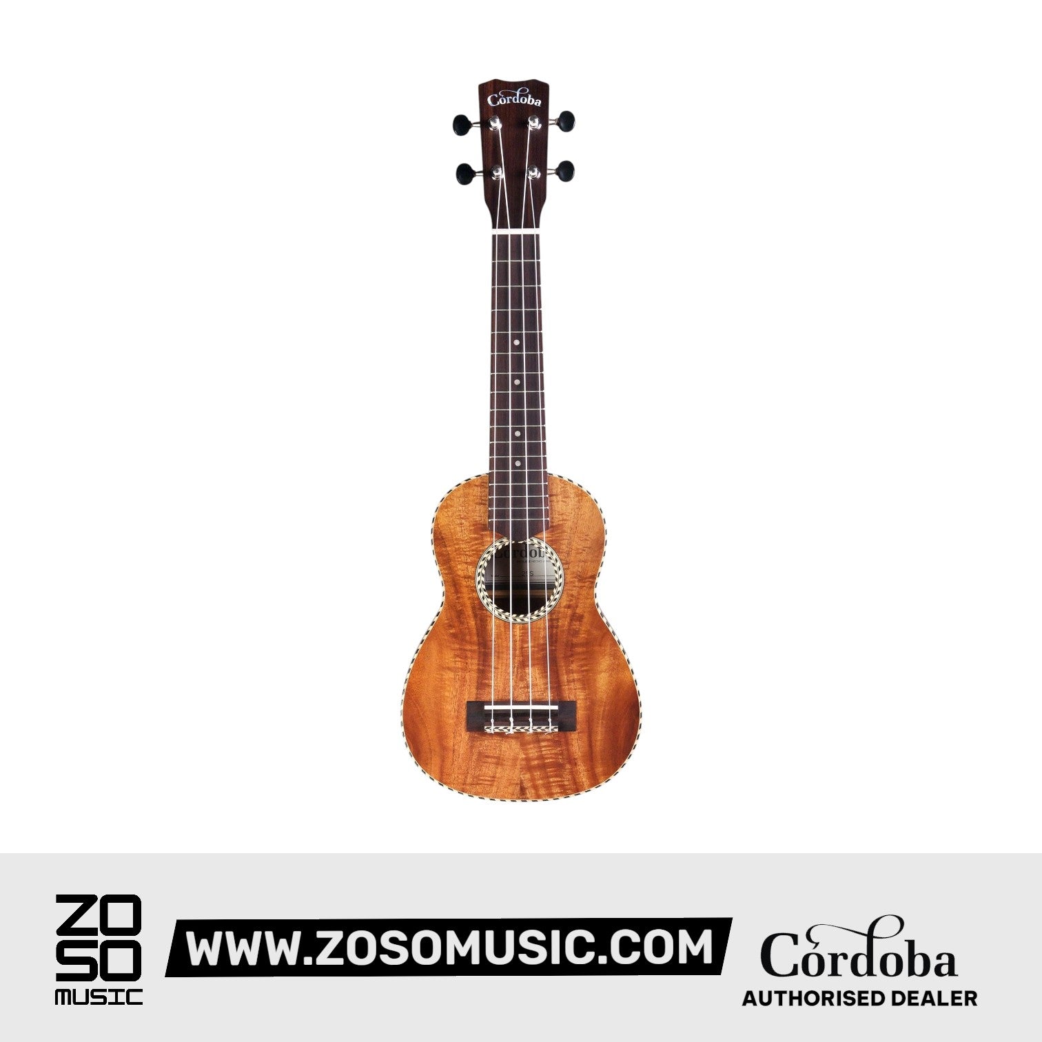 Cordoba 25S Acacia Soprano Ukulele - Acacia Top, Figured Acacia Back & Sides |  CORDOBA |  UKULELE |  Zoso Music