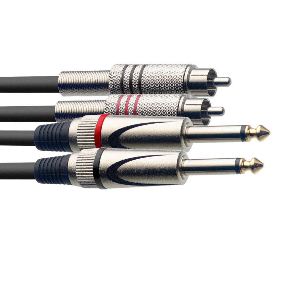Stagg STC1,5PCM Dual Mono 1/4 Inch to Dual RCA Cable - 1.5 Meter - Zoso Music