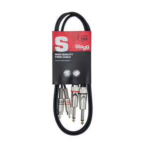Stagg STC1,5PCM Dual Mono 1/4 Inch to Dual RCA Cable - 1.5 Meter - Zoso Music