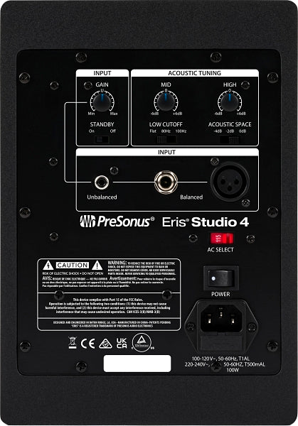 PreSonus Eris Studio 4 4.5-inch 2-Way Active Studio Monitors with EBM Wave Guide(Single)