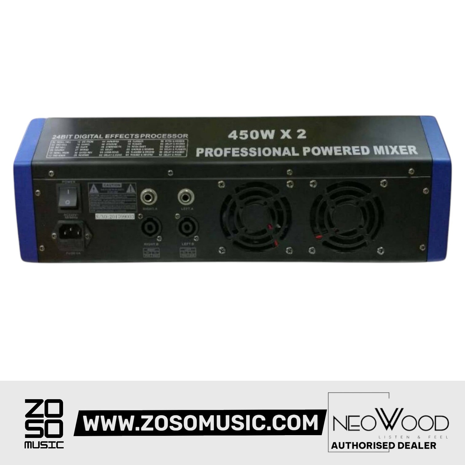 Neowood TF8D Powered Mixer 8channel 250wx2 @ 4ohm |  NEOWOOD |  MIXER-POWERED |  Zoso Music