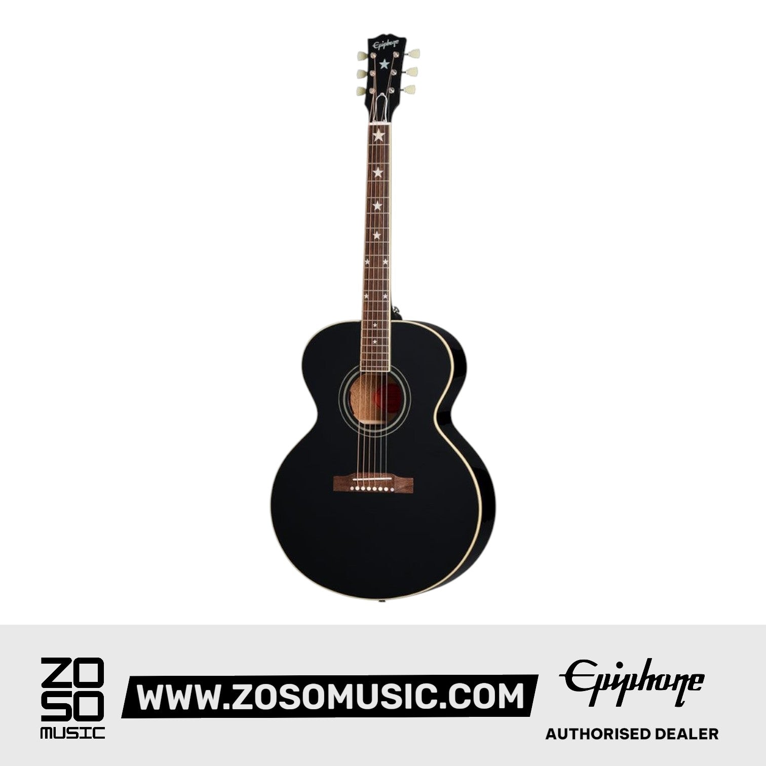 (Epiphone Inspired by Gibson Custom) Epiphone ECJ180LSEBNH1 J-180 LS Acoustic-Electric Guitar - Ebony |  EPIPHONE |  ACOUSTIC GUITAR |  Zoso Music