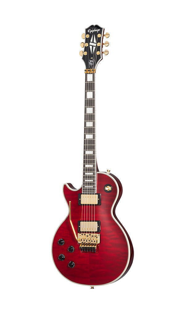 Epiphone EILPACQALRUBGH1L Alex Lifeson Les Paul Custom Axcess Left-handed Electric Guitar, Case Included - Ruby