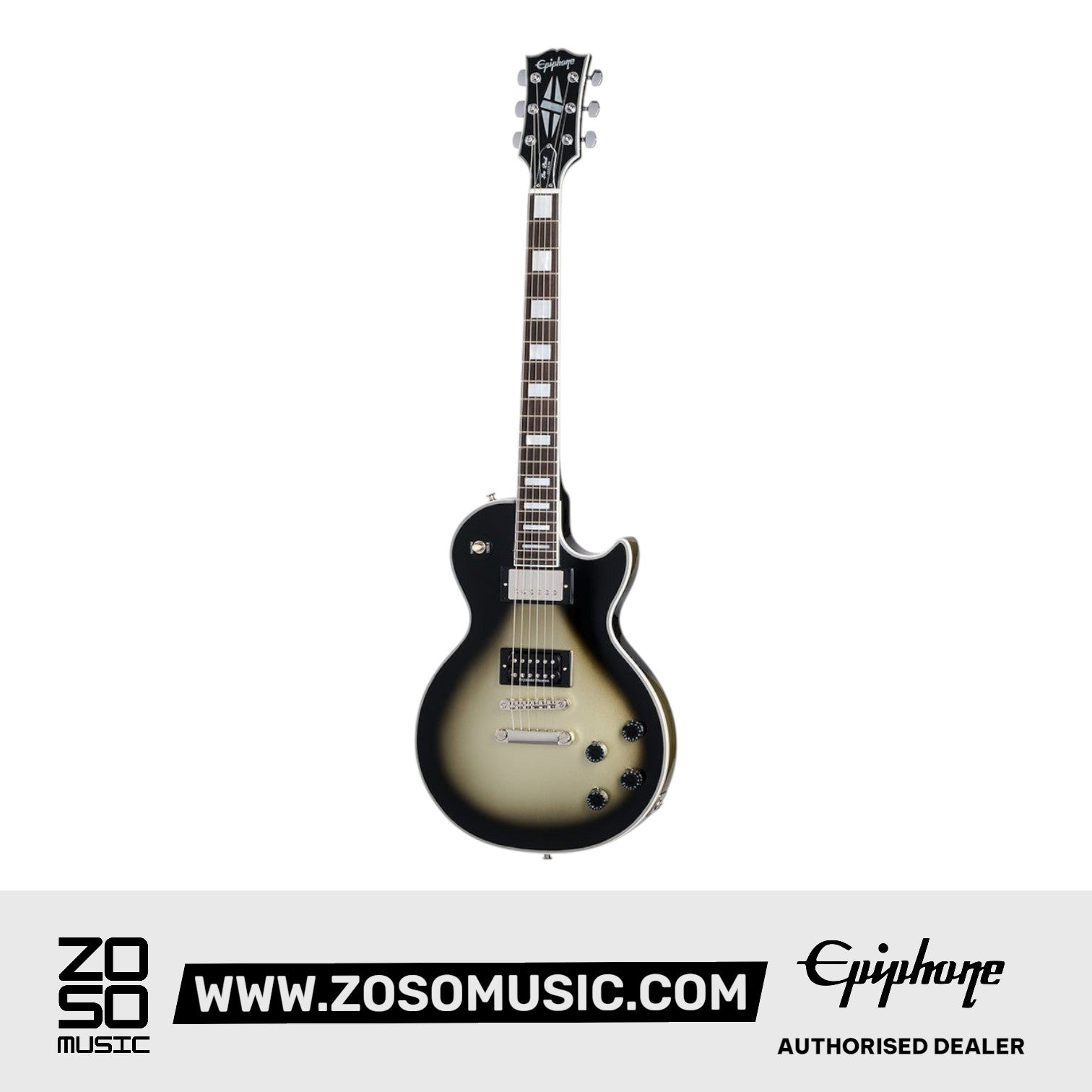 Epiphone EIGCAJLPC79NH1 Adam Jones 1979 Les Paul Custom Electric Guitar - Antique Silverburst |  EPIPHONE |  ELECTRIC GUITAR |  Zoso Music