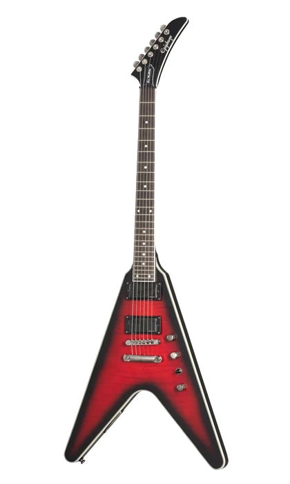 Epiphone EIGYVFDMDRBH3 Dave Mustaine Prophecy Flying V Figured Electric Guitar, Aged Dark Red Burst