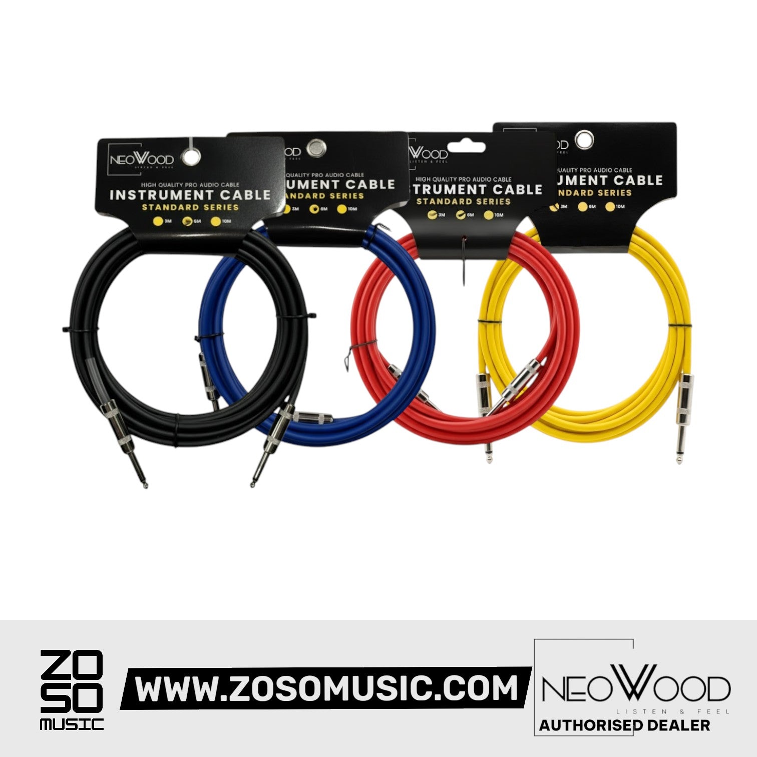 Neowood AMO001 3 & 6 Meter QTR-QTR Instrument Cable Yellow | Zoso Music Sdn Bhd