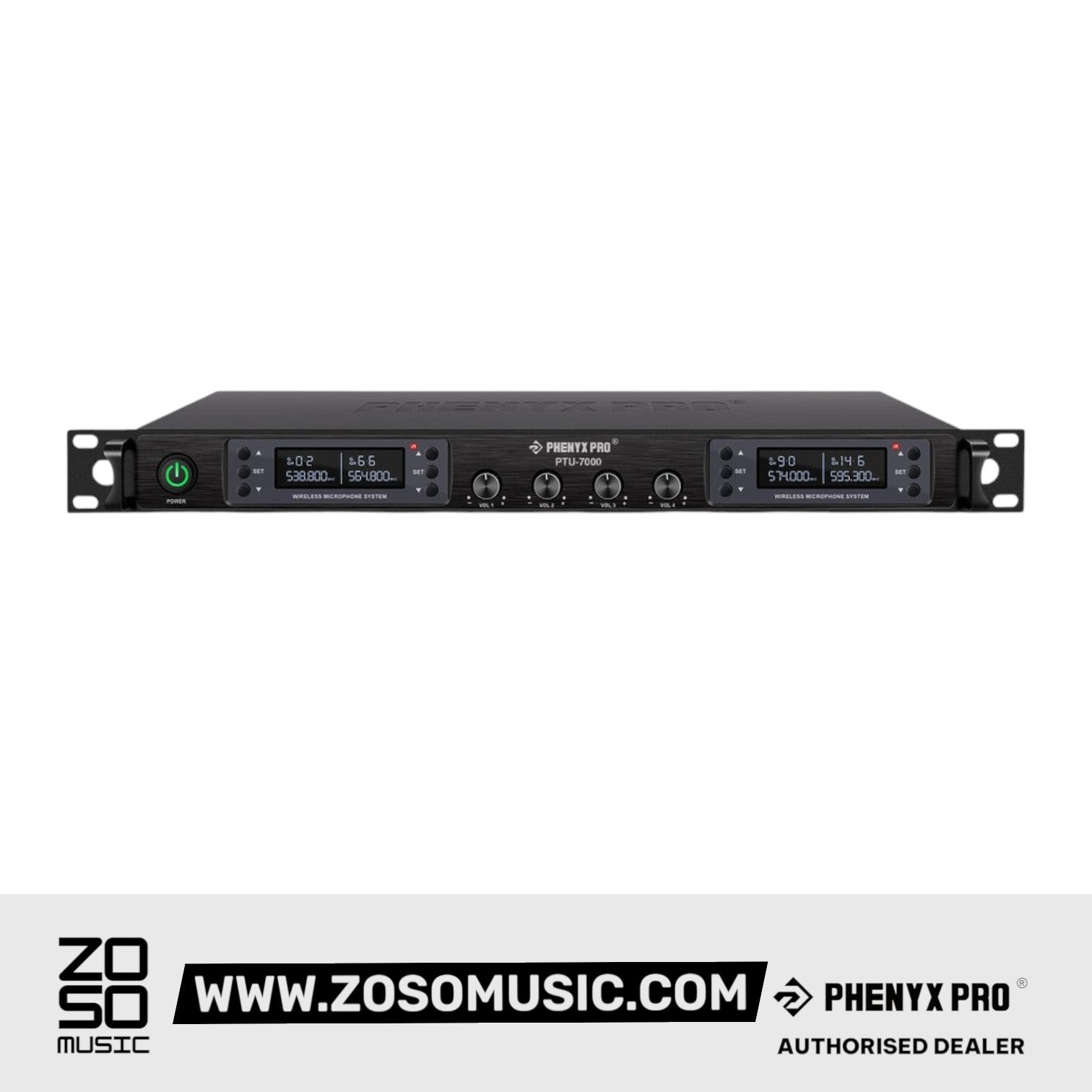Phenyx Pro Best Budget Wireless PTU-7000B 4-channel UHF Wireless Microphone System, with with 4x Bodypacks, 4x Headset Mic, 4x Lapel Mics |  PHENYX PRO |  WIRELESS-ANTENNA |  Zoso Music