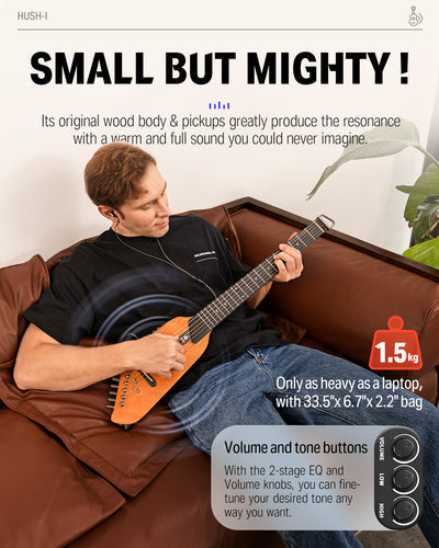 Donner HUSH-I Acoustic-Electric Guitar Kit for Travel Silent Practice - Mahogany |  DONNER |  ACOUSTIC GUITAR |  Zoso Music