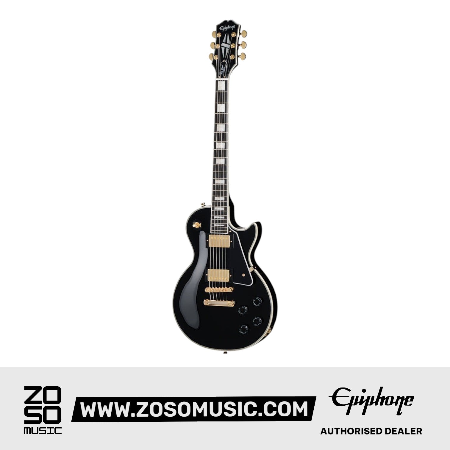 Epiphone EIGLPCEBGH1 Les Paul Custom with Premium Gigbag - Ebony |  EPIPHONE |  ELECTRIC GUITAR |  Zoso Music