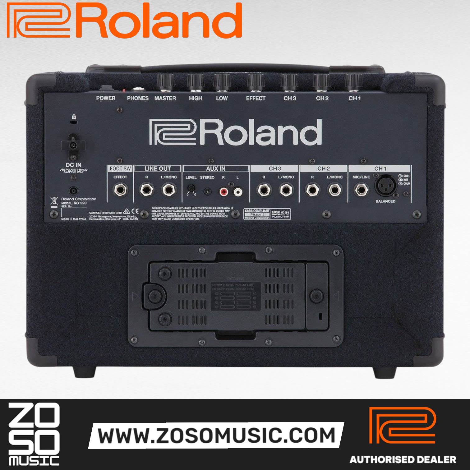 Roland KC-220 - 30 Watt 2x6.5", 3 Channel Keyboard Amplifier |  ROLAND |  AMPLIFIER-CABINET |  Zoso Music