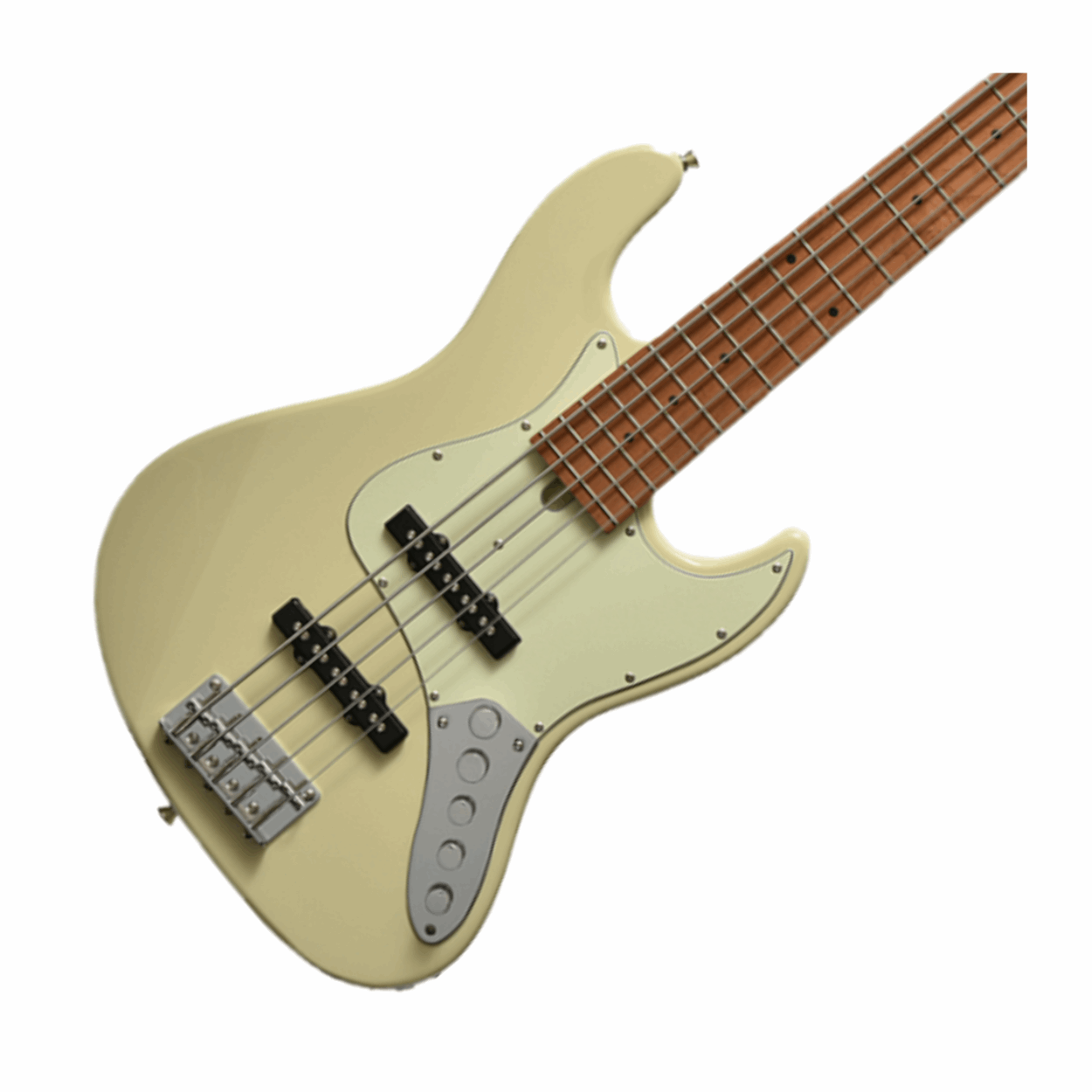 Bacchus Wjb5-630-rsm/m-owh Universe Series Roasted Maple 5-string Electric Bass, Olympic White With Bag