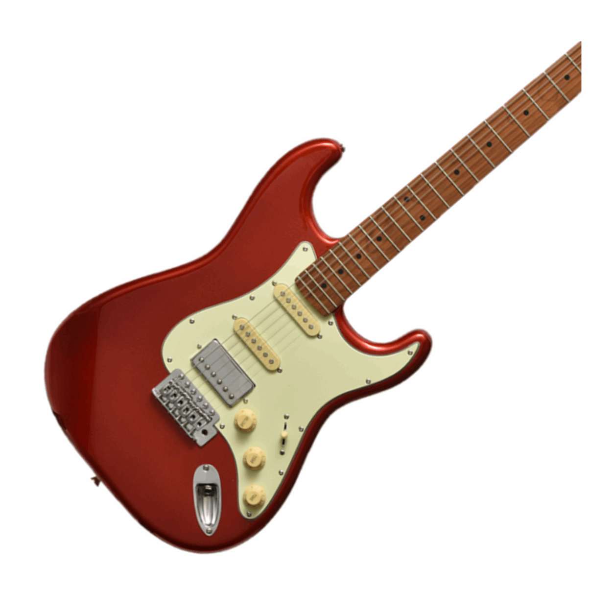 Bacchus Bst-2-rsm/m-car Universe Series Roasted Maple Electric Guitar, Candy Apple Red With Bag