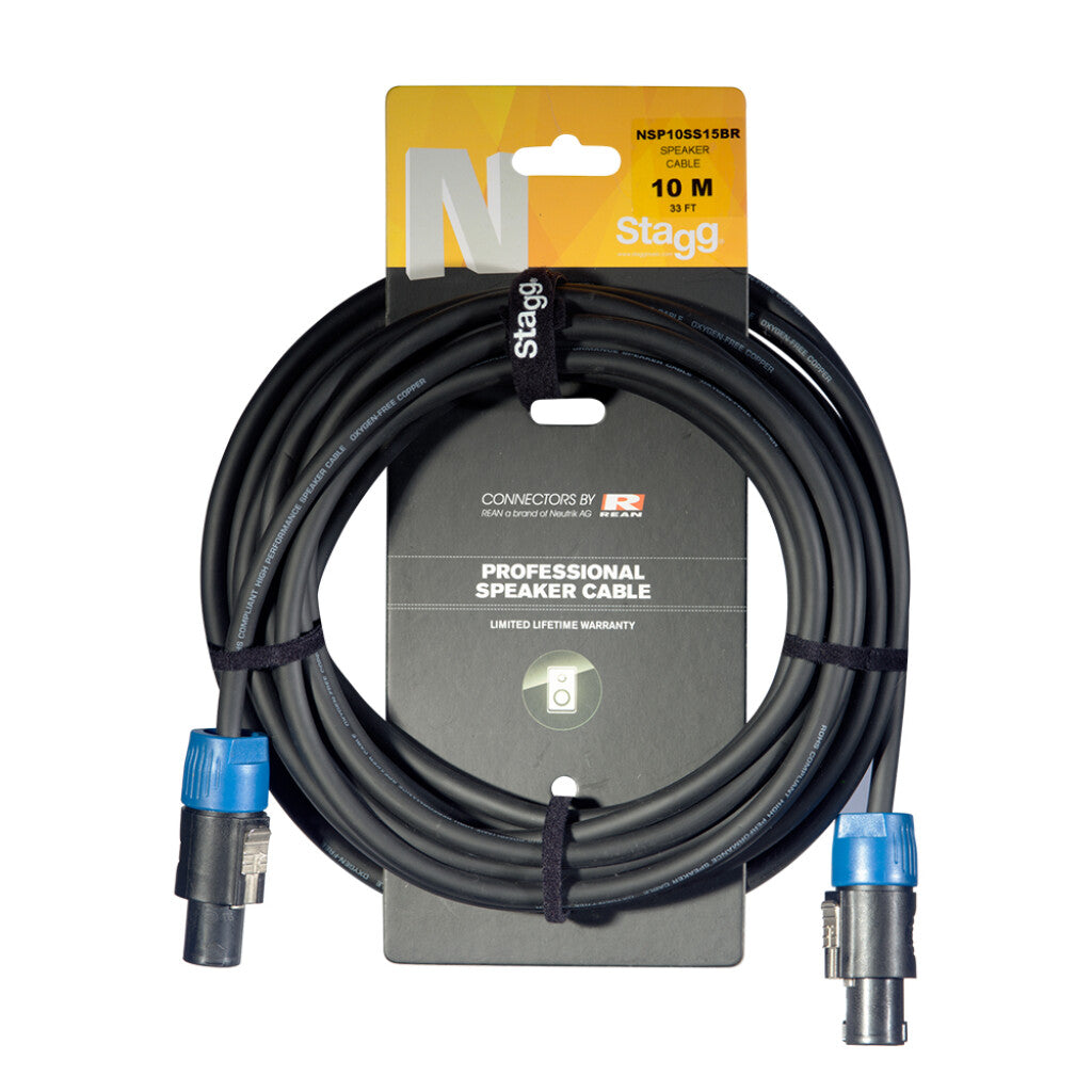 Stagg NSP10SS15BR Speaker Cable with Neutrik REAN Connectors 10 Meter - 1 Piece