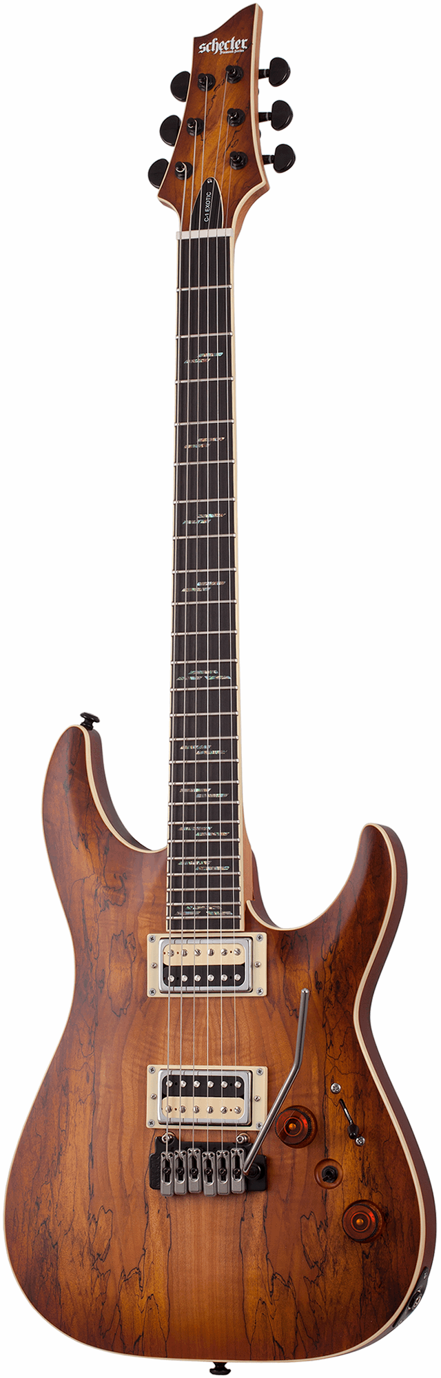 Schecter C-1 Exotic Spalted Maple Electric Guitar - Satin Natural Vintage Burst [MII]