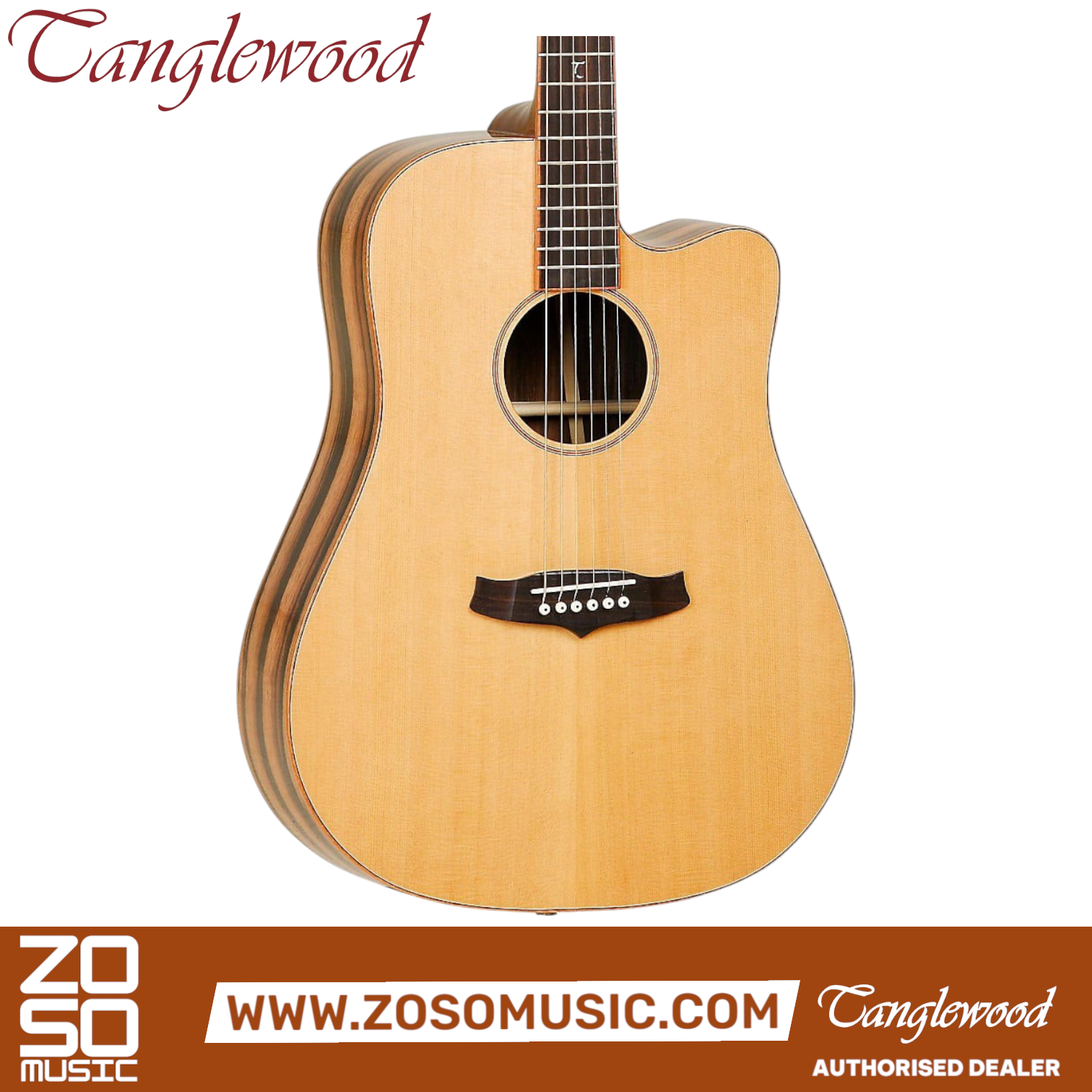 Tanglewood TJ5 CE Java Series Dreadnought Cutaway Acoustic-Electric Guitar with Solid Cedar Top | Zoso Music Sdn Bhd
