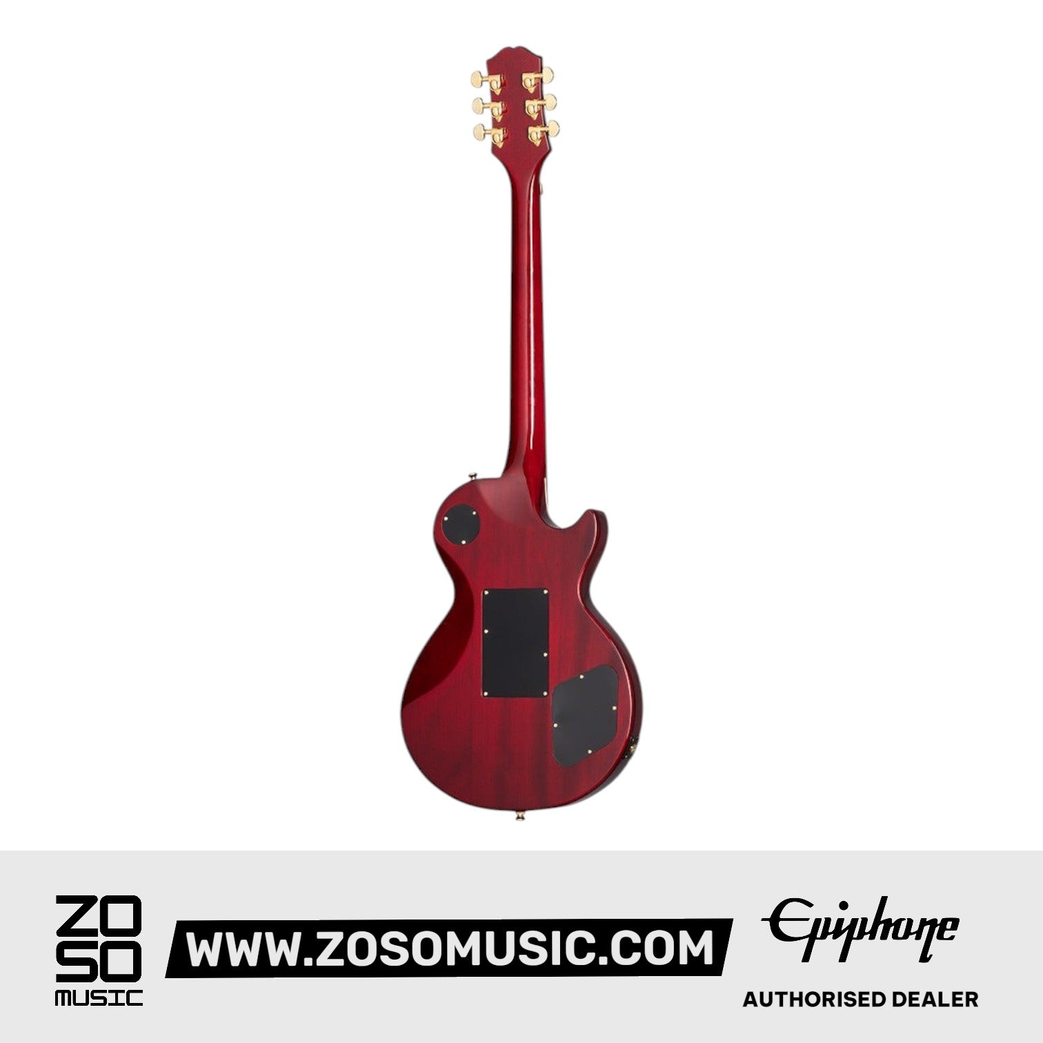 Epiphone EILPACQALRUBGH1L Alex Lifeson Les Paul Custom Axcess Left-handed Electric Guitar, Case Included - Ruby |  EPIPHONE |  ELECTRIC GUITAR |  Zoso Music