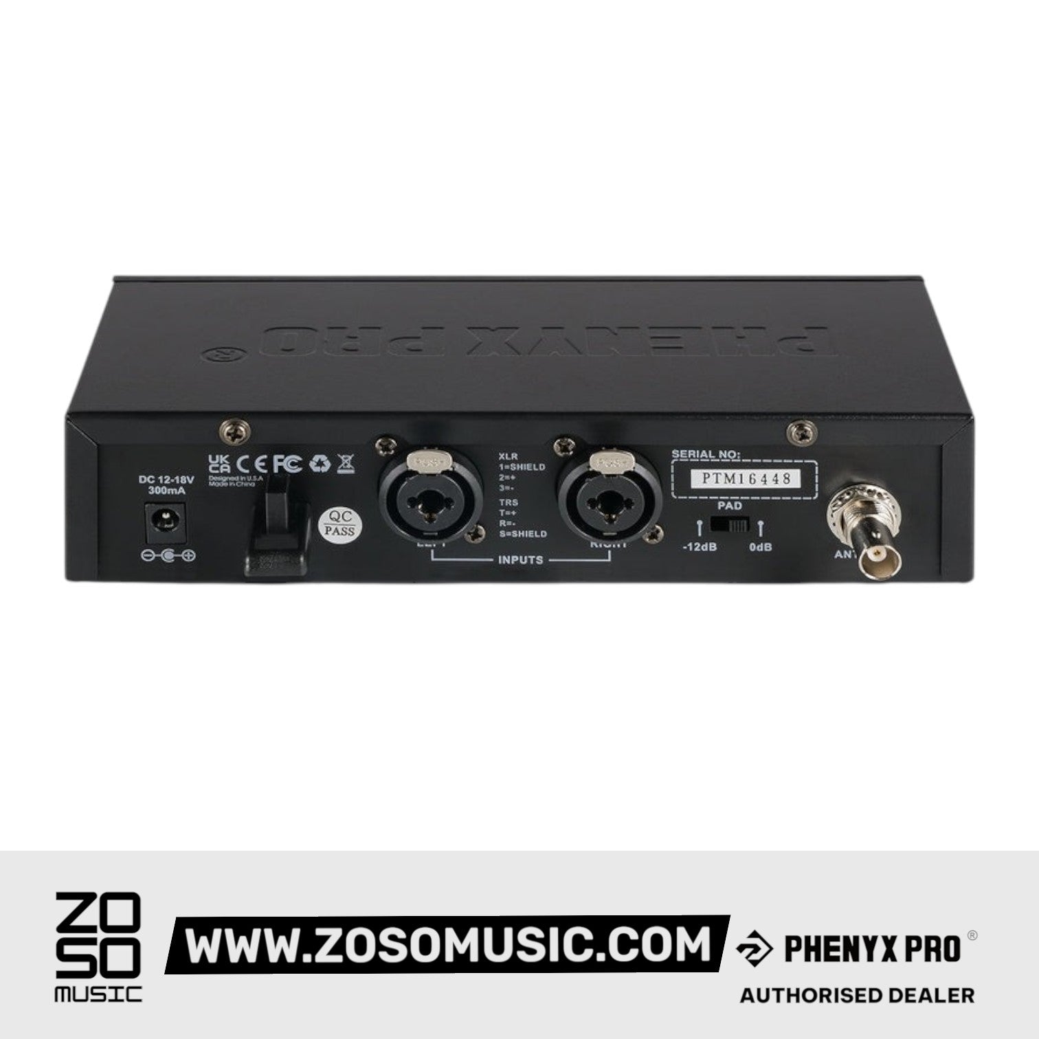 Phenyx Pro Best Budget Wireless PTM-10 Stereo Wireless in Ear Monitor System Bodypack Receiver |  PHENYX PRO |  WIRELESS-ANTENNA |  Zoso Music