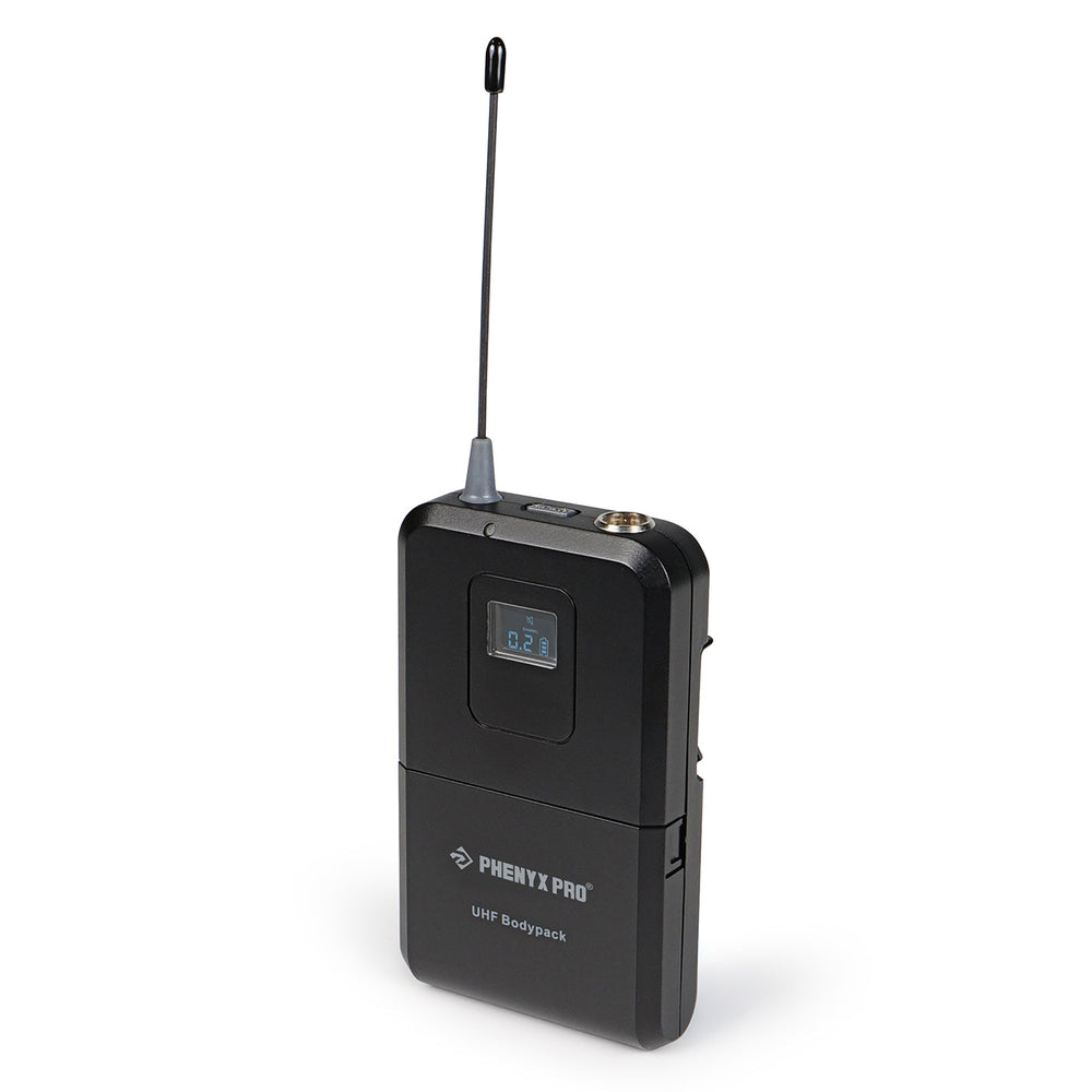 Phenyx Pro PTU-7000-2H2B Quad Wireless Microphone System w/ 4x40 UHF Channels, Auto Scan, 2 Handheld Dynamic Mics, 2 Bodypacks & Headsets/Lapel Microphones