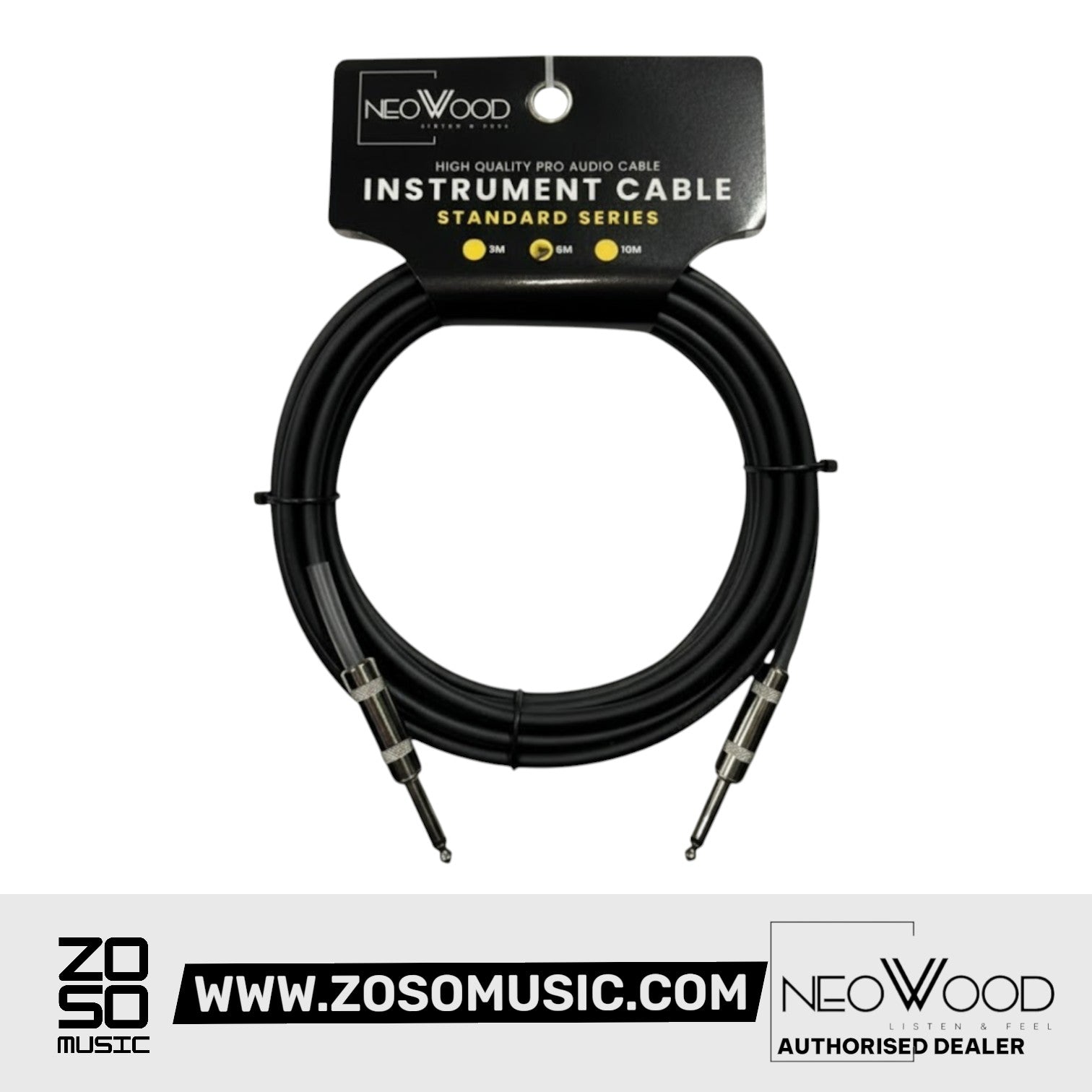 Neowood AMO001 3 & 6 Meter QTR-QTR Instrument Cable Yellow |  NEOWOOD |  CABLES |  Zoso Music