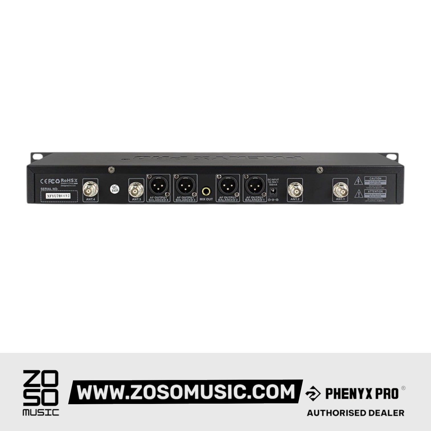 Phenyx Pro Best Budget Wireless PTU-7000B 4-channel UHF Wireless Microphone System, with with 4x Bodypacks, 4x Headset Mic, 4x Lapel Mics |  PHENYX PRO |  WIRELESS-ANTENNA |  Zoso Music