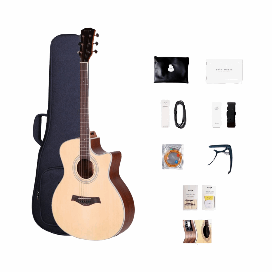 Enya EAG-40NA 40" Cutaway Acoustic Guitar AAA Englemann Spruce Top With/Without EQ With Bag And Accessories | ENYA , Zoso Music