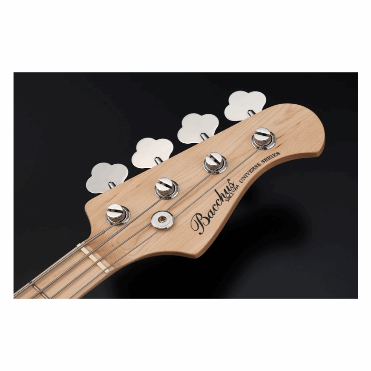 BACCHUS BJB-1-RSM/M-CAR UNIVERSE SERIES ROASTED MAPLE ELECTRIC BASS, CANDY APPLE RED WITH BAG