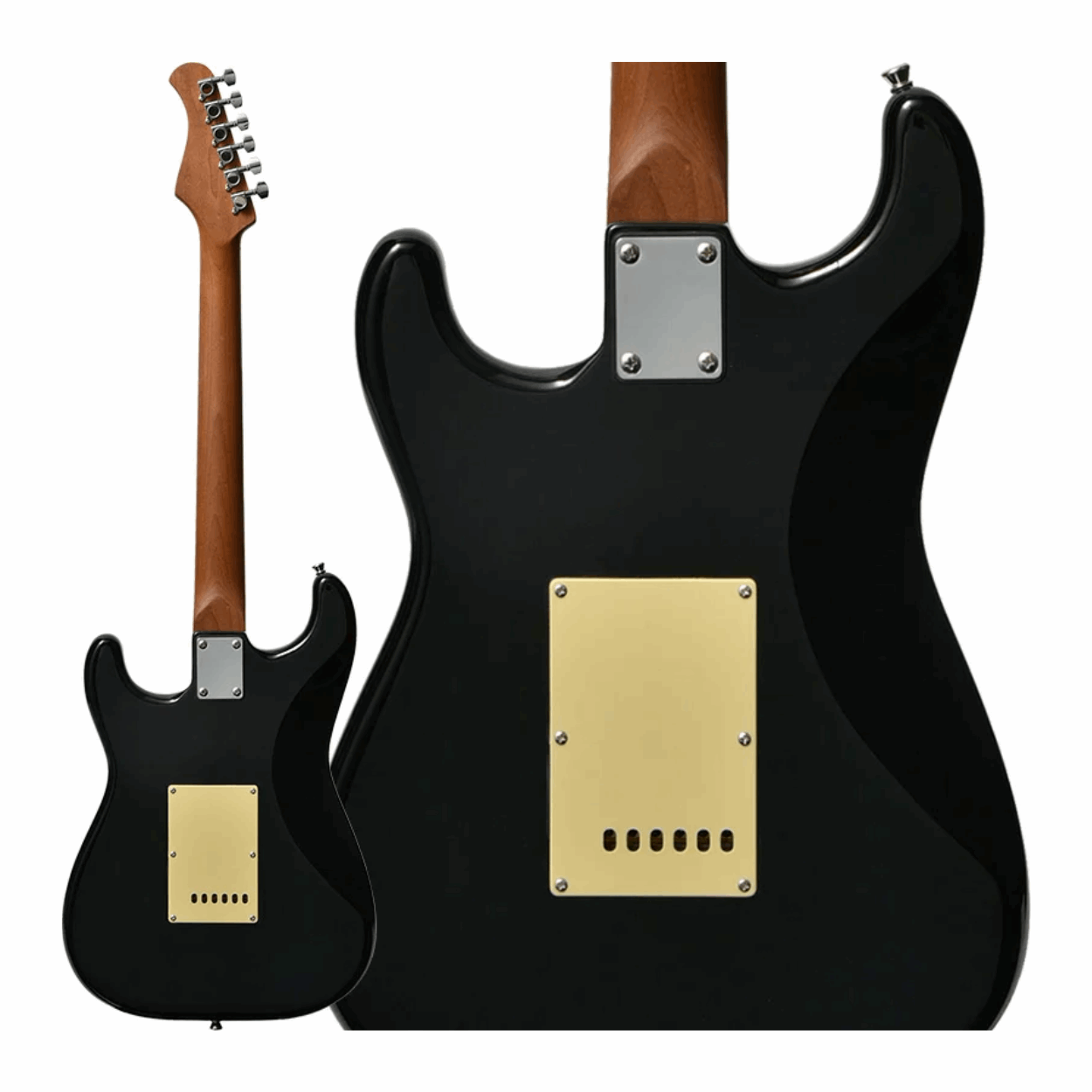 Bacchus Bst-3-rsm/m-blk Universe Series Roasted Maple Electric Guitar, Black With Bag