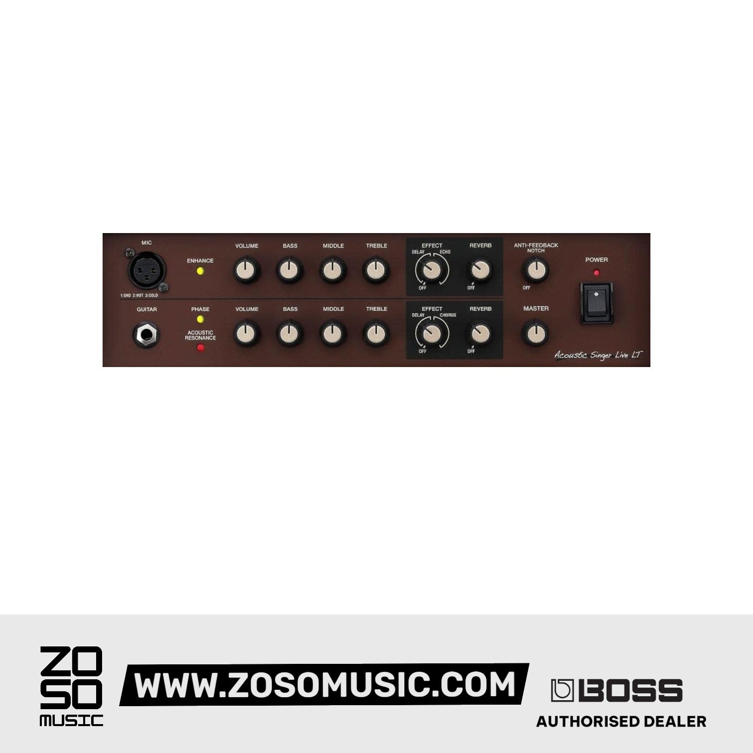Boss ACS-LIVE-LT Acoustic Singer Live LT 60-Watt Bi-Amp Acoustic Combo |  BOSS |  AMPLIFIER-CABINET |  Zoso Music