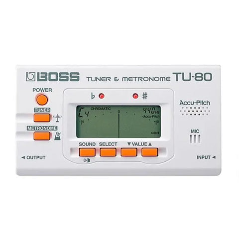 Boss TU-80 Guitar Tuner & Metronome - White | Zoso Music Sdn Bhd