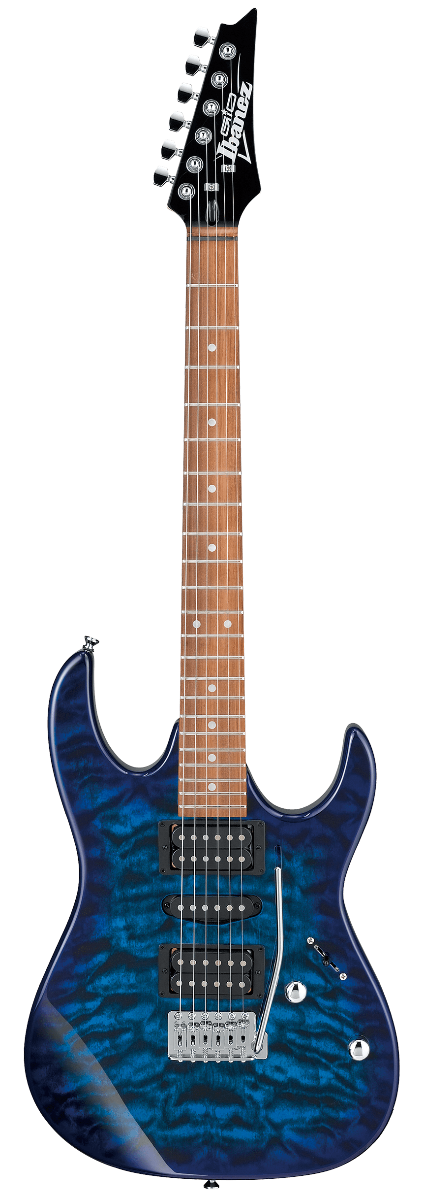 Ibanez Gio GRX70QA Humbucker Electric Guitar with HSH Pickup - Transparent Blue Burst |  IBANEZ |  ELECTRIC GUITAR |  Zoso Music